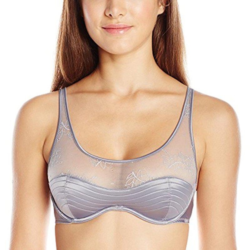 CALVIN KLEIN CK BLACK Daring Demi Bra Silver 32C